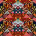 Festive patchwork pattern in ethnic style with flower - mandala Royalty Free Stock Photo