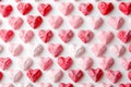 festive pattern of pink and red hearts on a white background Royalty Free Stock Photo