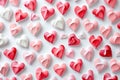 festive pattern of pink and red hearts on a white background Royalty Free Stock Photo