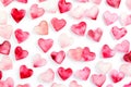 festive pattern of pink and red hearts on a white background Royalty Free Stock Photo