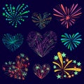 Festive patterned firework in the shape of a heart