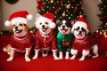 Festive Pet Outfits Adorable Pets in Playful Poses.AI Generated