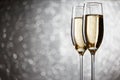Festive picture of two wine glasses with sparkling champagne Royalty Free Stock Photo