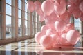 Festive pink balloons in the birthday room