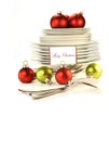 Festive place card holders with plates and cutlery Royalty Free Stock Photo