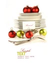 Festive place card holders with plates and cutlery Royalty Free Stock Photo