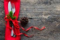 Festive place setting for christmas dinner Royalty Free Stock Photo