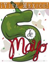 Festive Poblano like Number Five for Mexican Cinco de Mayo, Vector Illustration