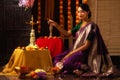Festive portrait of young Indian model celebrating Diwali