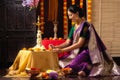 Festive portrait of young Indian model celebrating Diwali