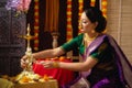 Festive portrait of young Indian model celebrating Diwali