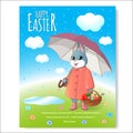 Easter Bunny Poster With Basket