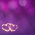 Festive Purple background with glowing gold hearts