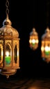 Festive Ramadan Arabic lantern decoration, Eid Mubarak festival on white
