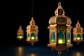 Festive Ramadan Arabic lantern decoration, Eid Mubarak festival on white