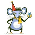 Festive rat with a new year or birthday gift