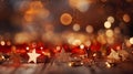 Festive red bokeh background with glittering light and stars, Christmas and New Years Eve partie Royalty Free Stock Photo