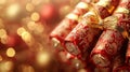 Festive Red And Gold Christmas Crackers Royalty Free Stock Photo
