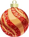 Festive Red & Gold Glitter Swirl Christmas Ornament Royalty Free Stock Photo