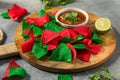 Festive Red and Green Christmas Tortilla Chips Royalty Free Stock Photo
