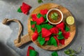Festive Red and Green Christmas Tortilla Chips Royalty Free Stock Photo