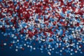 Festive red white and blue 4th July party celebration confetti background. Generative ai