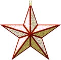 Festive Red & White Glitter Christmas Star Ornament Royalty Free Stock Photo