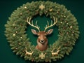 Festive Reindeer Head Wreath. Generated by AI Royalty Free Stock Photo