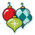 Festive retro Christmas ornament grouping, illustration