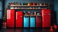 Festive Retro Refrigerators in Industrial Kitchen Royalty Free Stock Photo
