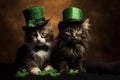 Festive Saint Patrick day cute ginger cats. Generate ai