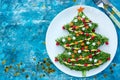 Festive salad shaped decorated Christmas tree Royalty Free Stock Photo