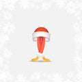 Festive Santa Ballet dancer. Abstract cartoon character for Christmas and new year in a red hat