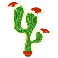 Festive Santa Claus Christmas Tree Cactus Cartoon Illustration