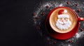 Festive Santa Claus Latte Art for Christmas Cheer. Generative ai