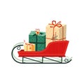 Festive Santa sleigh with Christmas presents icon Royalty Free Stock Photo