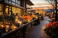 A festive scene at a holiday market or shopping center