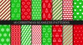 Festive seamless background with holly, bells, snowflakes, candycane lollipop. Christmas seamless patterns collection Royalty Free Stock Photo