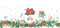 Festive Seamless Pattern With Christmas Plants And Decorations, Such As Holly Leaves, Mistletoe, Spruce Branches Royalty Free Stock Photo