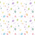 Festive seamless pattern with colorful balloons and confetti. For birthday, baby shower, holidays design. Royalty Free Stock Photo