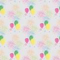 Festive seamless pattern with colorful balloons and firework. holidays design Royalty Free Stock Photo