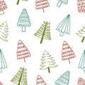 Festive Seamless Pattern With Cute Whimsical Doodle Christmas Trees, Perfect For Adding Holiday Cheer To Decorations