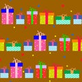 Festive seamless pattern with gift boxes Royalty Free Stock Photo