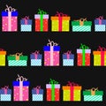 Festive seamless pattern with gift boxes Royalty Free Stock Photo