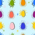 Festive seamless pattern for happy easter day. Decorative multicolored eggs in light background. Vector illustration for design Royalty Free Stock Photo