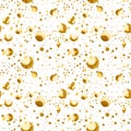 Festive Seamless Pattern. Small shiny gold drops, glittering golden blobs on white background. Paint splash. Spray Royalty Free Stock Photo