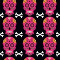 Mexican Day of Dead sugar skull with flowers pattern. Royalty Free Stock Photo