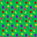 Festive seamless texture with stars and presents Royalty Free Stock Photo