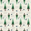 The festive seamless xmas pattern with green christmas tree on the light background Royalty Free Stock Photo