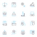 Festive season linear icons set. Celebration, Joy, Family, Happiness, Love, Gift-giving, Cheer line vector and concept